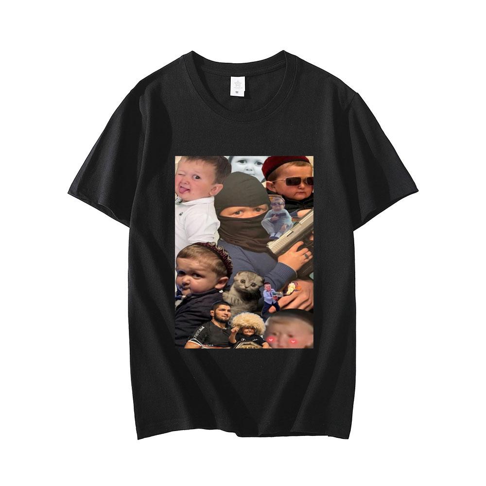 Hasbulla Fighting Meme Tshirt Mini Khabib Blogger Graphic Tshirts Unisex Women High Quality Oversized Tee Shirt Unisex Streetwear