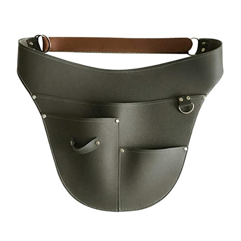Mulitfunctional Imitation Leather Garden Tools Belt Holster Adjustable Waist Waterproof Gardening Work Apron Bag for X3UC