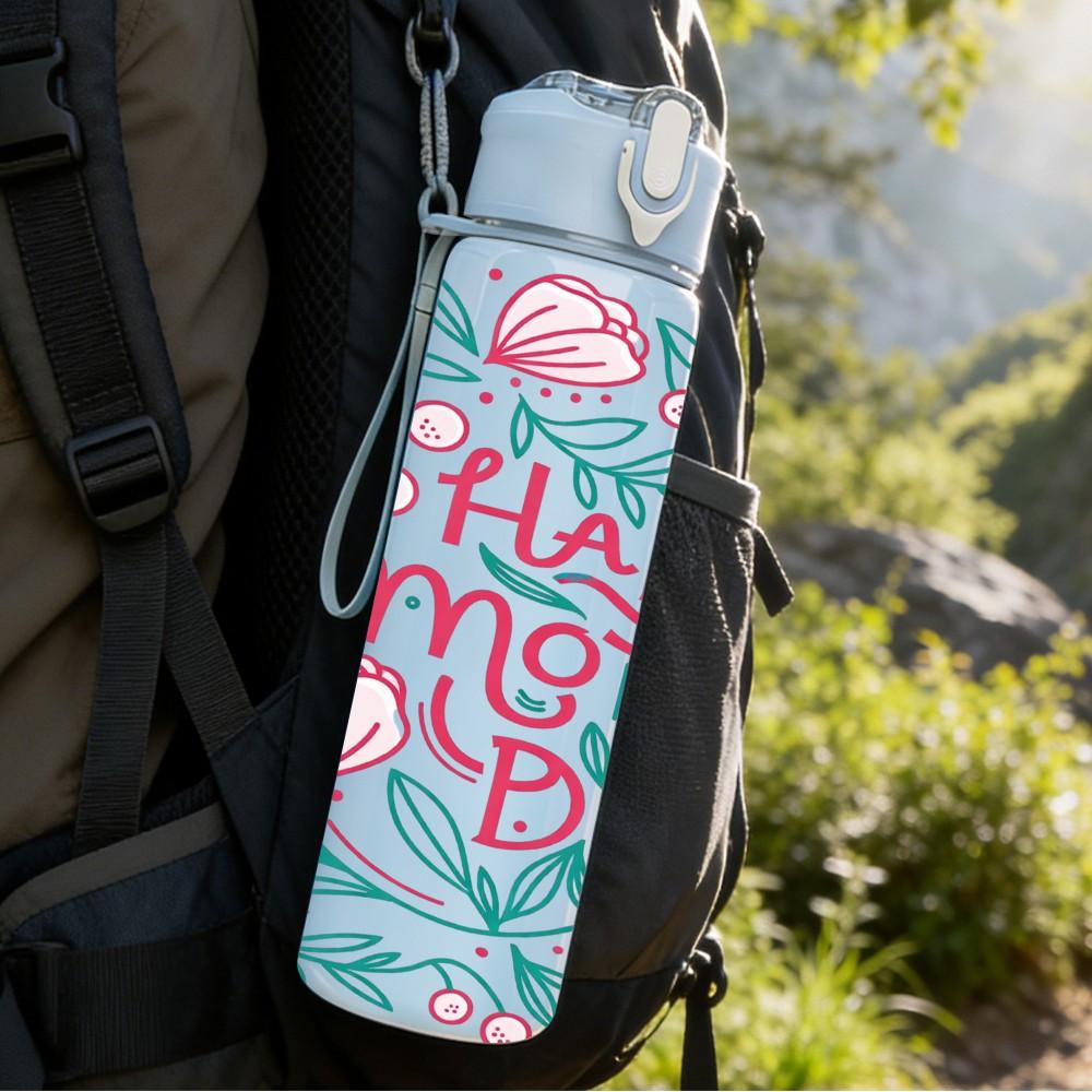 1PC Happy Mothers Day Rose Flower Print 750ml Color Plastic Sports Water Bottle Leakproof Flip Straw Lid Suitable for Sports Office Home Use