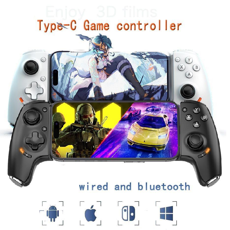 Kabelový Bluetooth roztahovací herní ovladač typu C pro chytré telefony se systémy iOS a Android