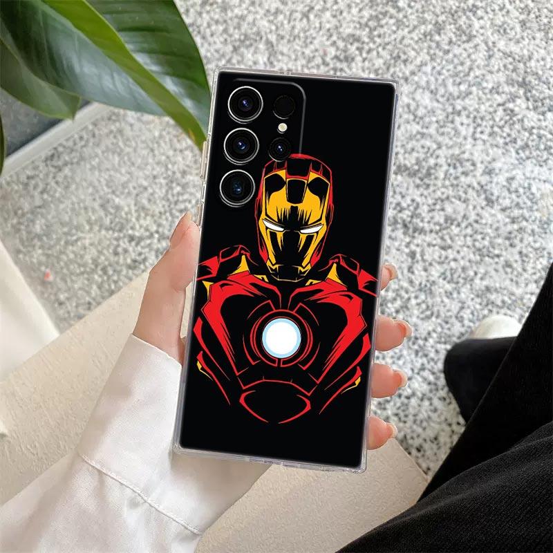 Marvel Ironman Cool Transparent Case For Samsung Galaxy S26 S25 Ultra S24 S22 S26 Plus S20 S23 S21 S25 FE 5G Clear Silicon Cover