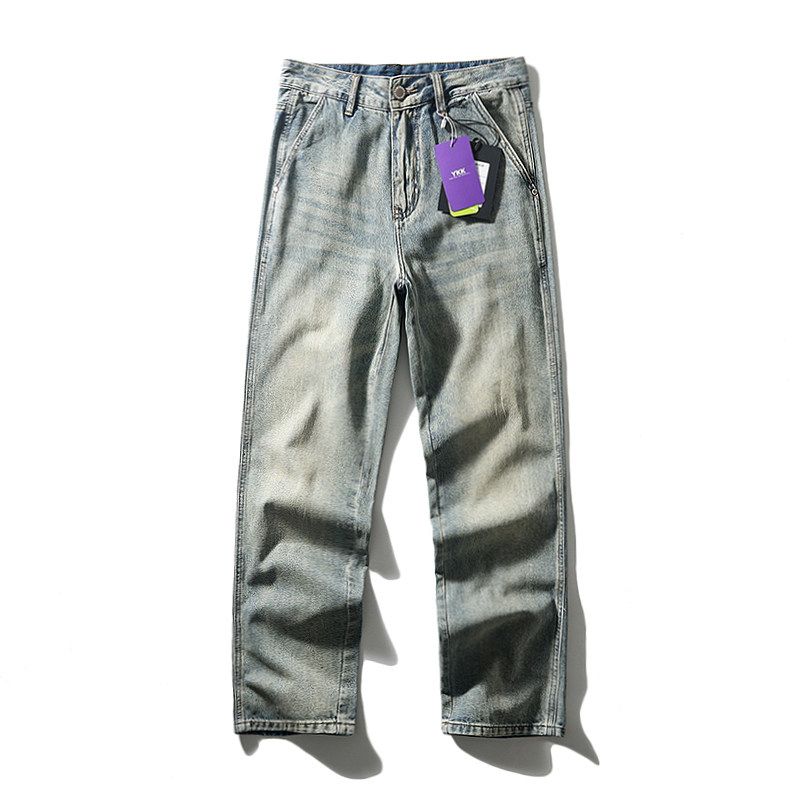 American Retro Distressed Lyocell Lyocell Jeans Men Summer New Straight Export Men s Pants Casual Pants Denim Blue 33
