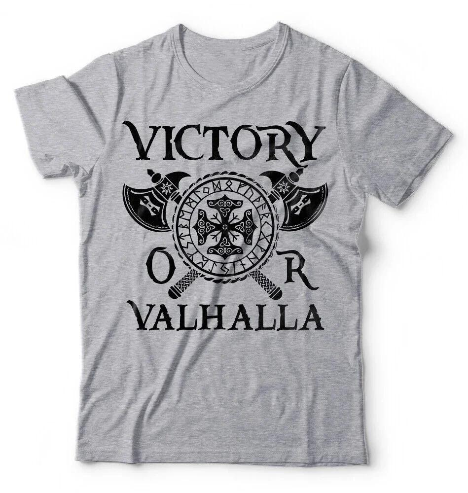 Victory or Valhalla Nodic Warrior TShirt 100 Cotton ONeck Summer Short Sleeve Casual Mens Tshirt Size S3XL