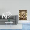 Modern Resin Bull Figurine And Ornate Vintage Photo Frame Decorative Collectible Sculpture for