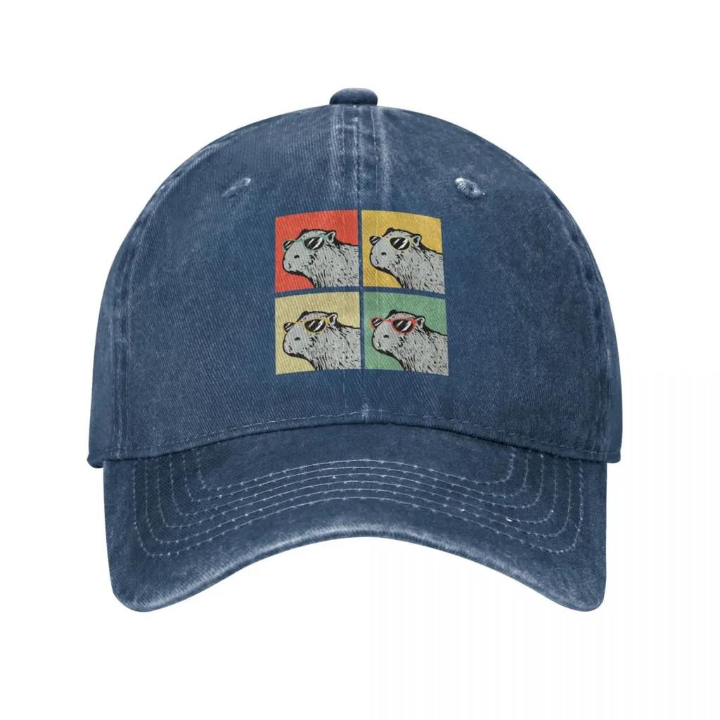 Capybaras Retro Animal Lover Baseball Caps Vintage   Distressed Washed Hats Golf Adjustable Fit Snapback Cap