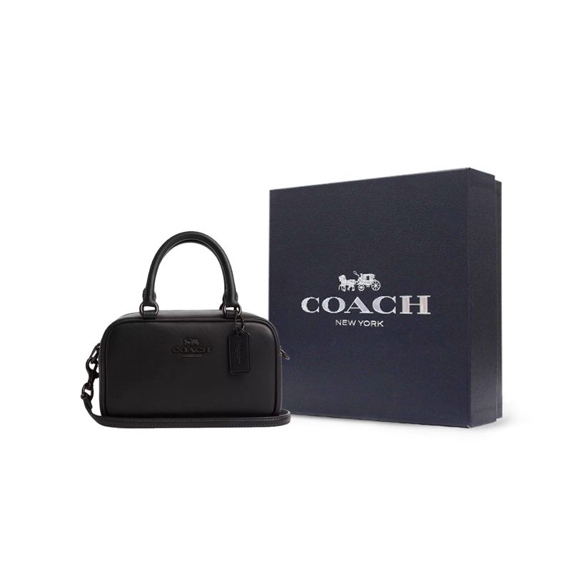 Coach Satchel 19 Letter Logo Leather Bowling Bag Women handbags Black CT776-JIBLK