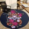 1PC Tiger Roses Office Round Rug, Non slip, Soft and Durable Office Rug for Interior Decoration, Perfect for Office