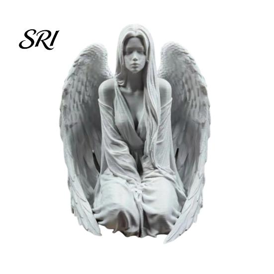 Simple Angel Decor 3D Printed Figurine, Desktop Ornament, Resin Sculpture Pleated Clothes for Bedroom Entrance Hall Study Room Stylish Home
