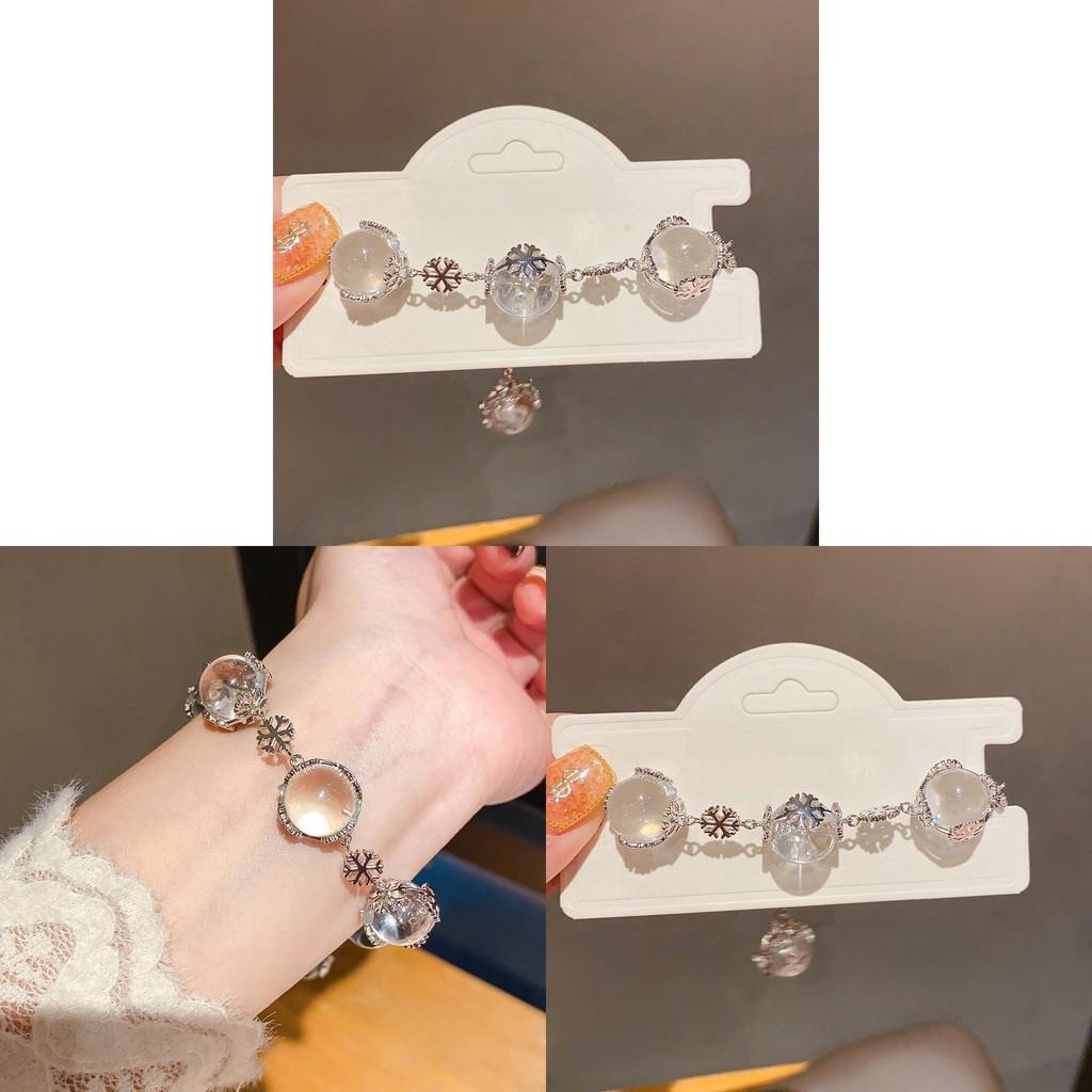 Snowflake Glass Beaded Bracelet With Electroplated Finish For Elegant Women Gift