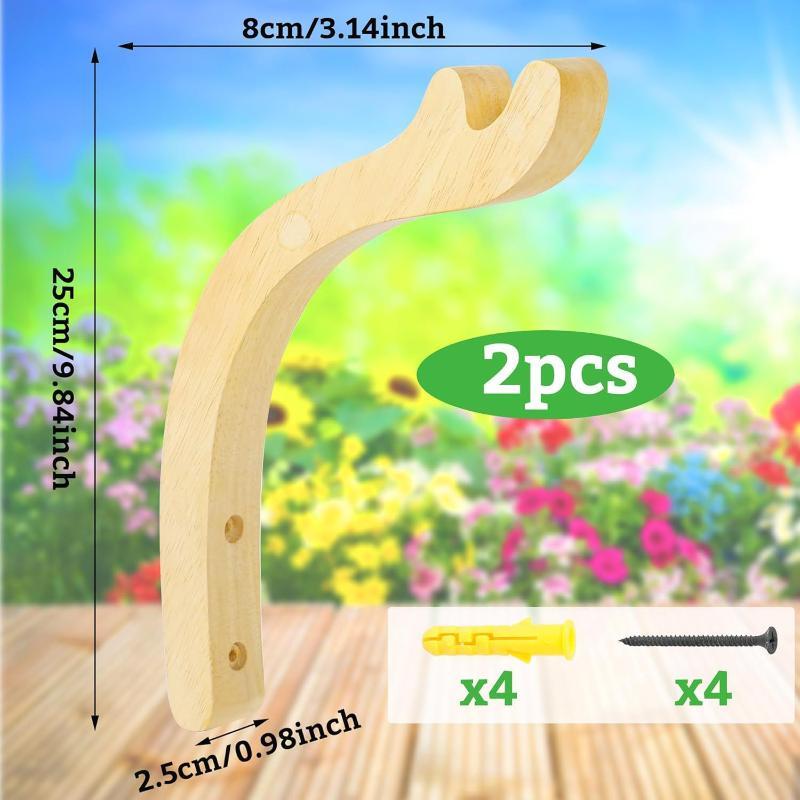 Minimalist Natural Wood Wall Plant Hanger Heavy Duty Hanging Flower Pot Hook for Modern Home Office Wall Decor