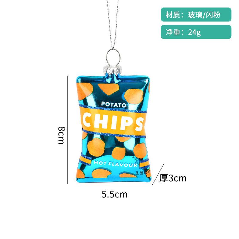 Christmas Decorative Creative Hand-Painted Glass Pendant Fun Cake/Drinks/Food Shaped Xmas Tree Hanging Ornaments New Year Gifts