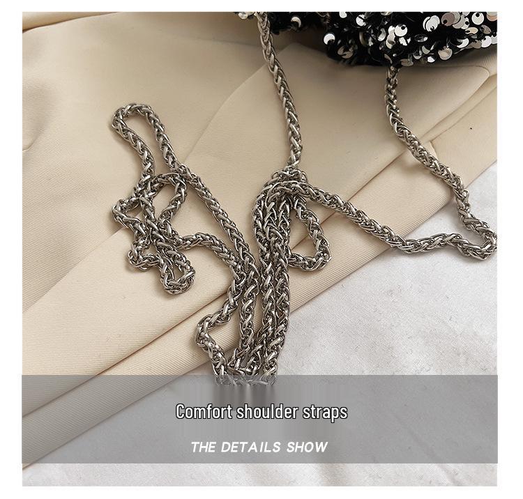 Chic Sequin Korean-Style Bucket Bag: Trendy Pleated Single Shoulder & Crossbody Evening Bag for Women 2026