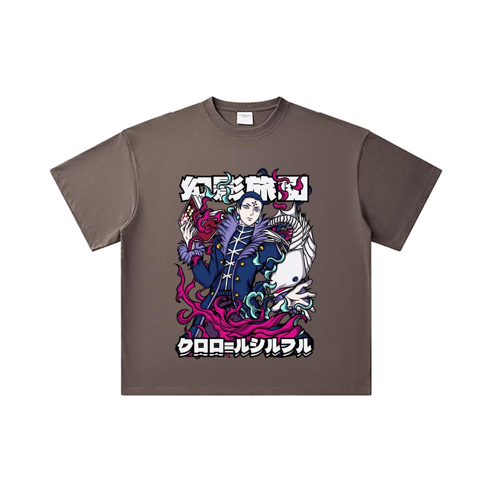 260 GSM Double Yarn 32 Count 100% Cotton HXH V5 Chrollo Print Unisex Heavy Cotton T Shirt