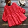 Moda Donna Casual Tinta Unita Stampa Scollo a O Manica Lunga Camicette & Camicie