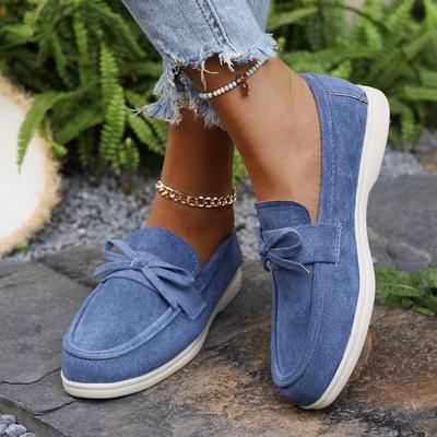 Fashion Women's Bow Loafers Autumn New Round Toe Deep Mouth Soft Sole Non-Slip Single Shoes