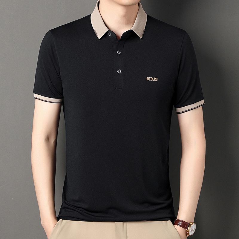 Men's Polo Shirt Short Sleeve Lapel Summer New Letter Embroidery Leisure Collared T-shirt Men