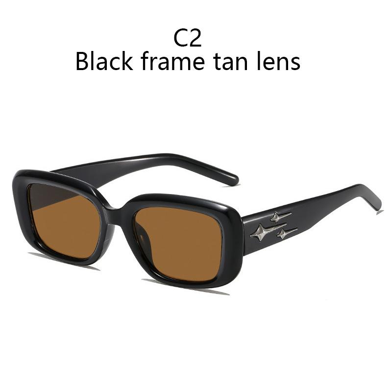 

Sunglasses Small Face Square Frame 2024 New Chain Leg Star Sunglasses Thin Black Colorful Trend Fashion Anti Blue Light SHOW AS PICTURE