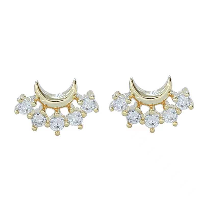 S925 Sterling Silver Zircon-Encrusted Stud Earrings Women's Exquisite and Versatile Radiant Simple Mini Earrings