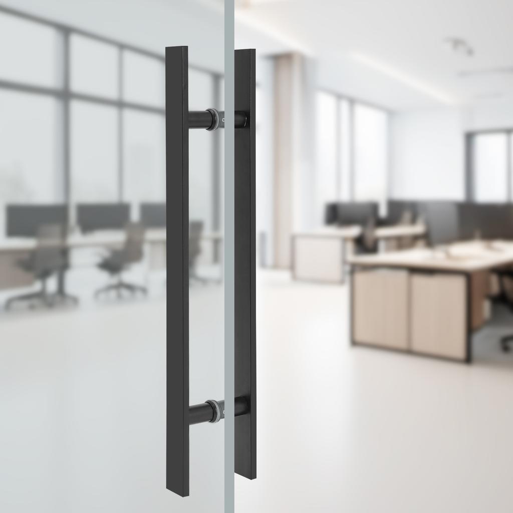 Schwarzer doppelseitiger Edelstahl-Türgriff, 23,43*1,6 Zoll H-Form Türgriff Dicke 0,4 Zoll für Eingangstüren