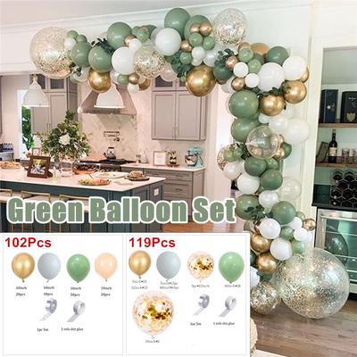 119ks Bean Green Gold Balónová sada na narodeninovú oslavu Dekorácia Divoká džungle Safari Lesný motív