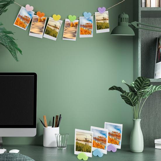 

6 шт. зажимы для заметок в форме сердца, красочные пластиковые зажимы с пеньковой веревкой, висящие фотографии, универсальный зажим для заметок