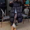Hooded down jacket women's medium and long winter new thickened knee small fashion loose warm jacket