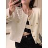 Spring and Autumn Elegant and Simple Button Short Jacket Women's Long-sleeved Casual All-match Cardigan Jacket Top