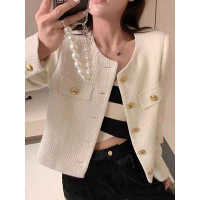 Frühling und Herbst Elegante und Einfache Knöpfe Kurze Jacke Damen Langarm Freizeit All-Match Strickjacke Jacke Oberteil