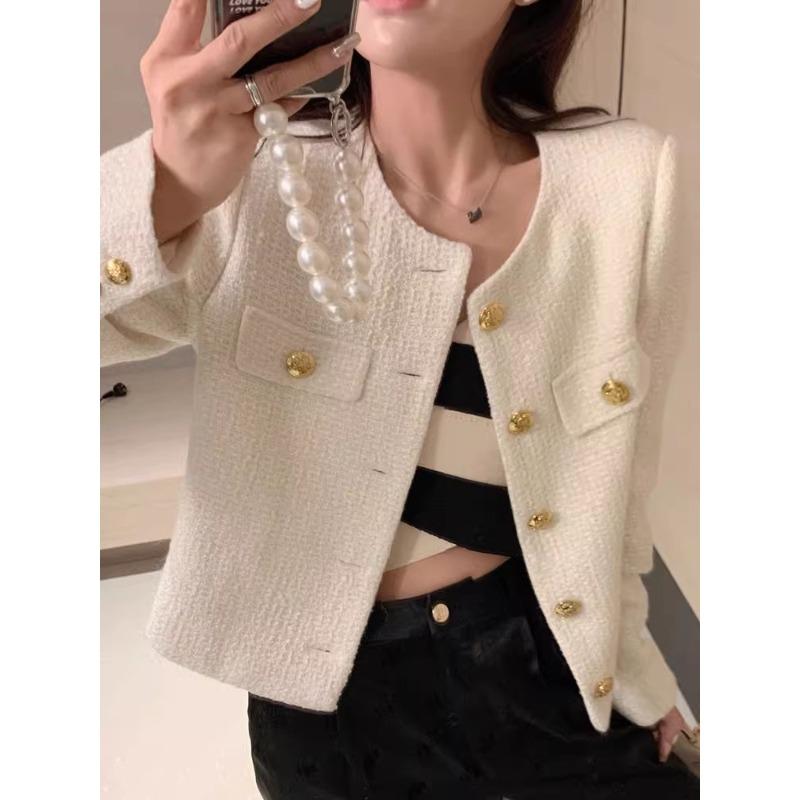 Spring and Autumn Elegant and Simple Button Short Jacket Women's Long-sleeved Casual All-match Cardigan Jacket Top