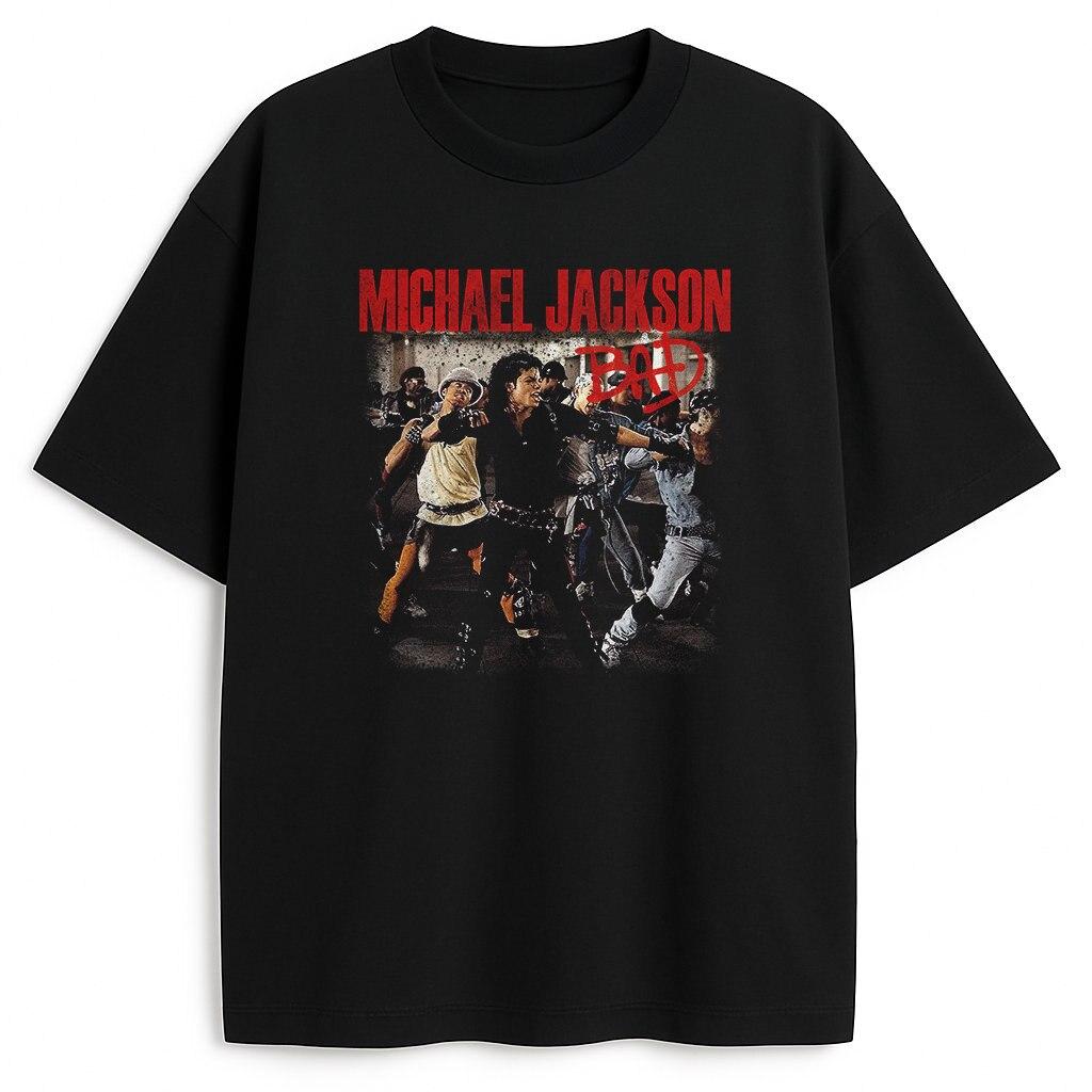 Michael Jackson Bad Album Tričko Unisex a Dámské Letní Bavlněné Oblečení Ležérní Móda Kulatý Výstřih Krátký Rukáv Tričko Streetwear