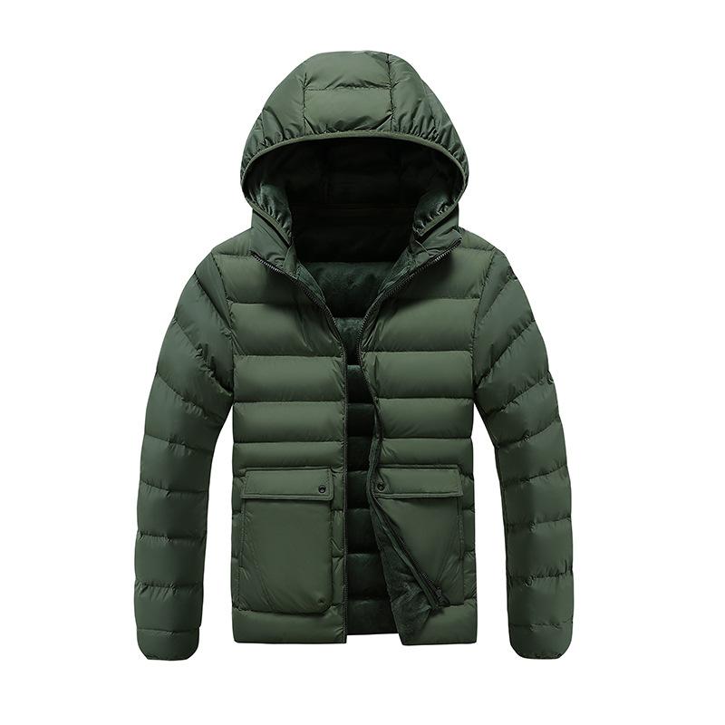 Light Section of The Clothing Cotton Coat Men's Winter Solid Colour Removable Cap Slim Thickened Top Coat Comfortable and Versatile Jacket