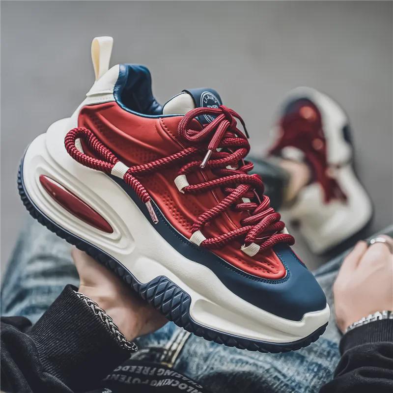 Men's Trendy Thick-Soled Sneakers: Hong Kong Style, Breathable, and Perfect for Every Season