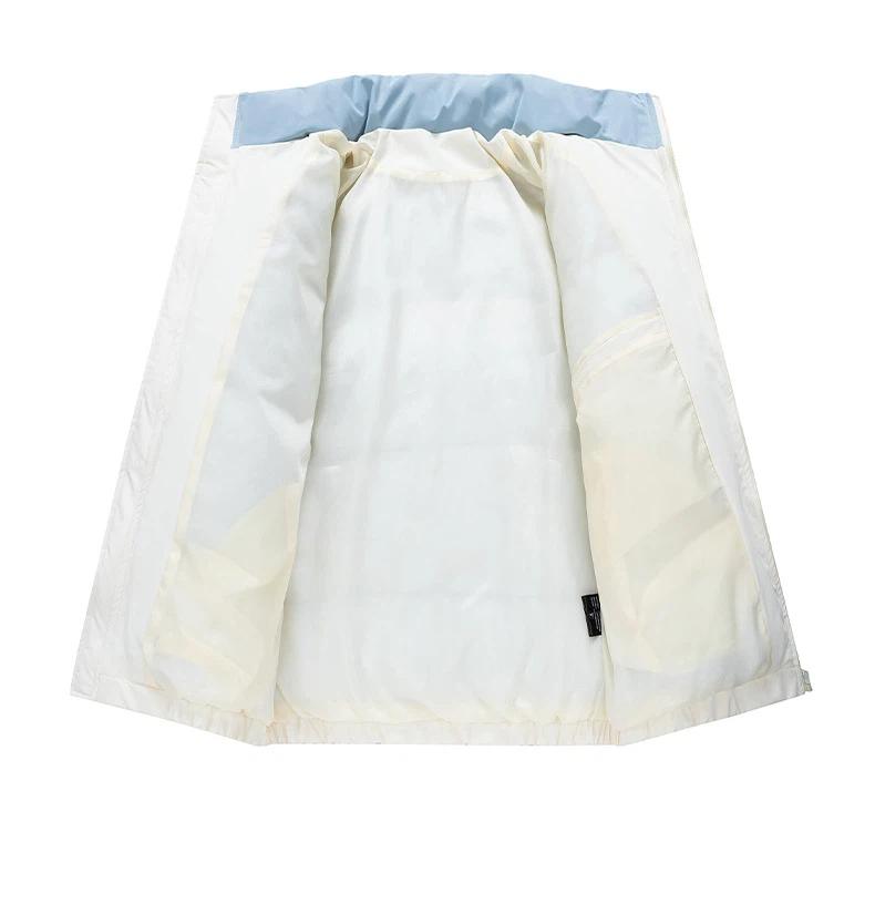 Winterliche Trendige Dicke Farbblockierte Stehkragen Baumwolljacke für Paare