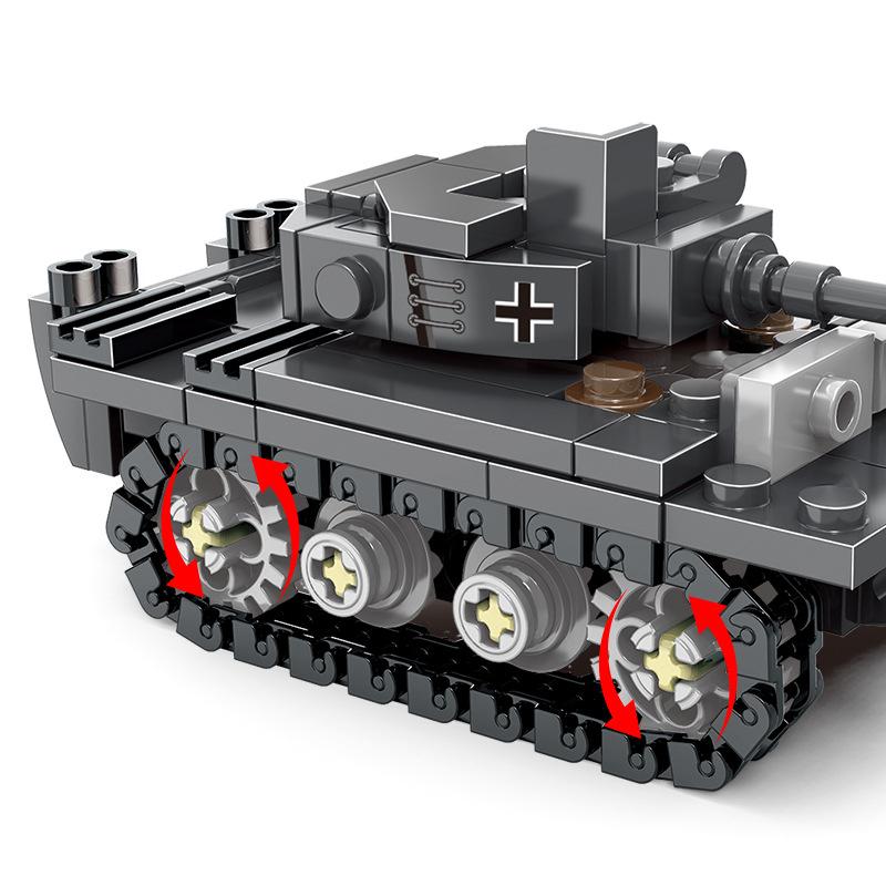 MOC Hlavní bojový tank Tiger Těžký tank Válka Vojenské Městské Vozidlo Auto Stavební kostky Klasický Model Kostky Sady Nápady