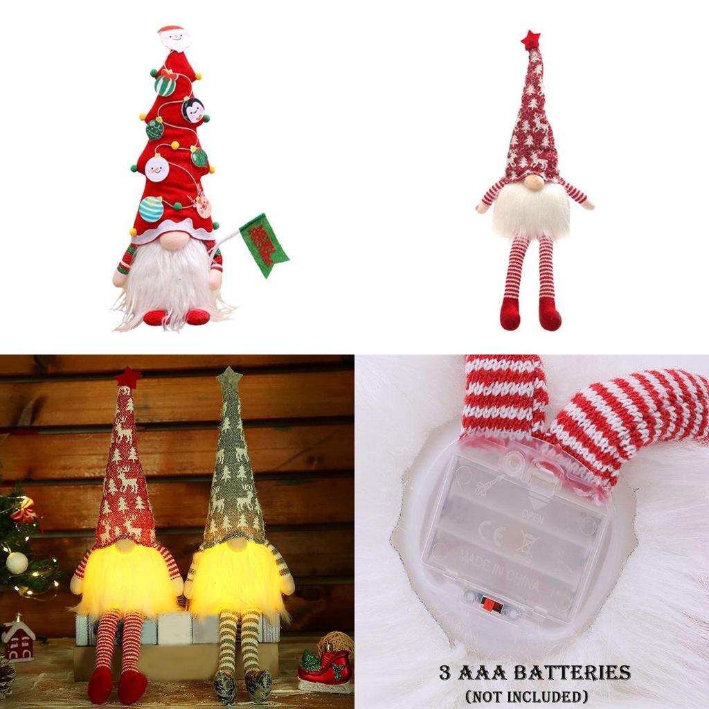 Festive Christmas Gnomes With Led Lights Plush Stuffed Doll Home Decor