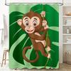 Cute Monkey Cartoon Shower Curtain with Green Leaf Design for Bathroom Decor Animal Print Home Decoration In Bath Curtains from