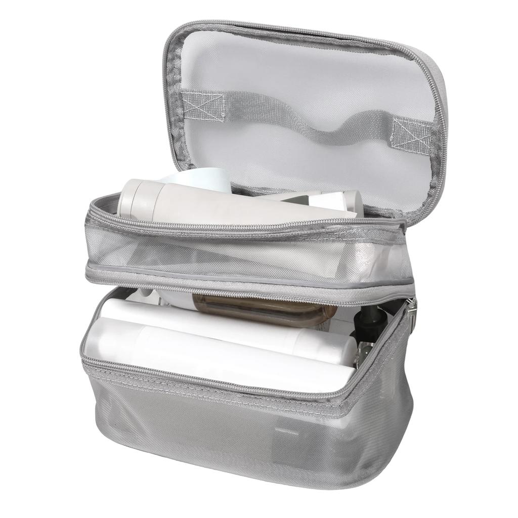 Large Capacity Mesh Cosmetic Bag Double Layer Transparent Travel Toiletry Bag with Handle Portable Makeup Organiser for Women