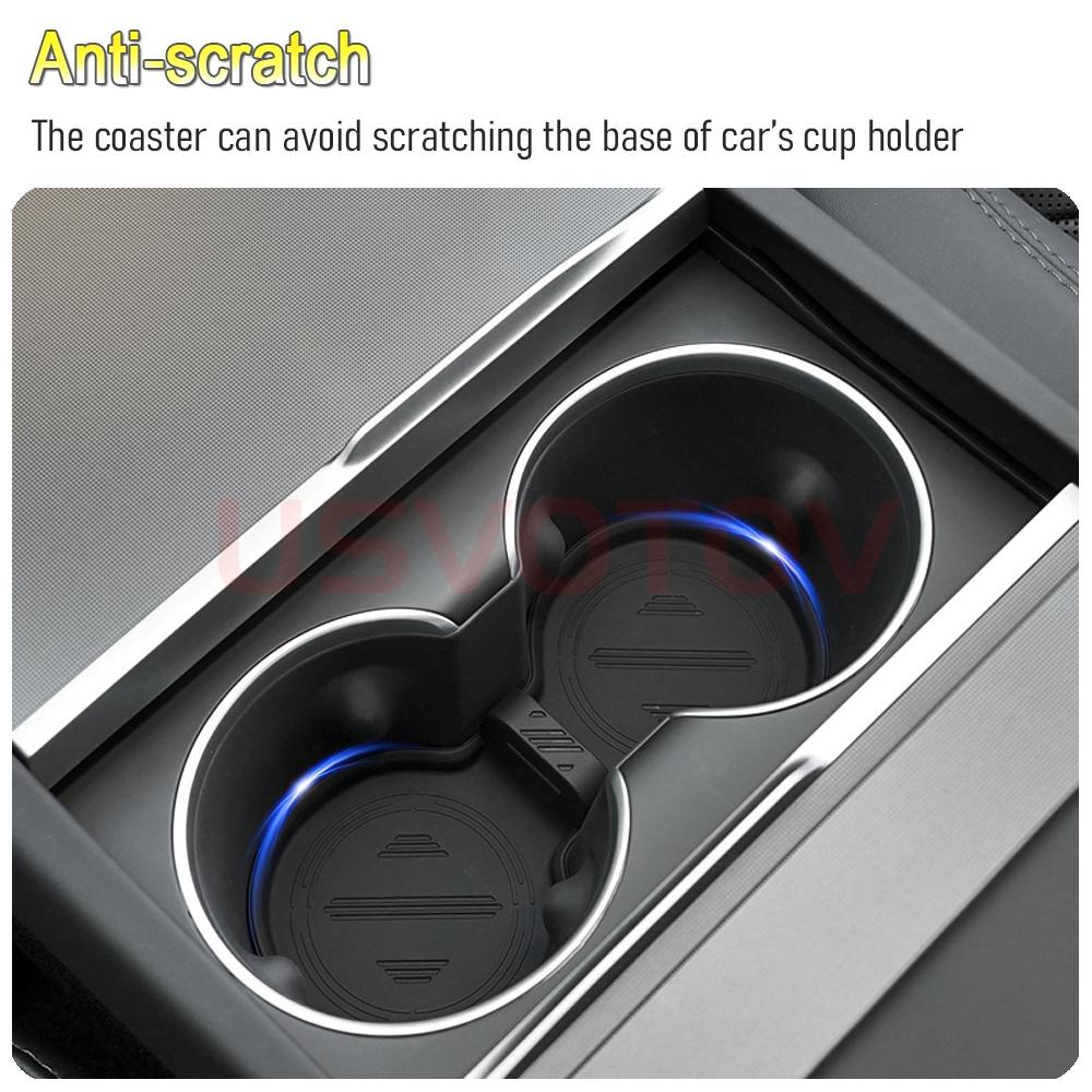 USVOTOV For Tesla Model Y Juniper Model 3 2025 2026 Cup Holder Coaster Insert Mats Center Console Organizer Interior Accessories