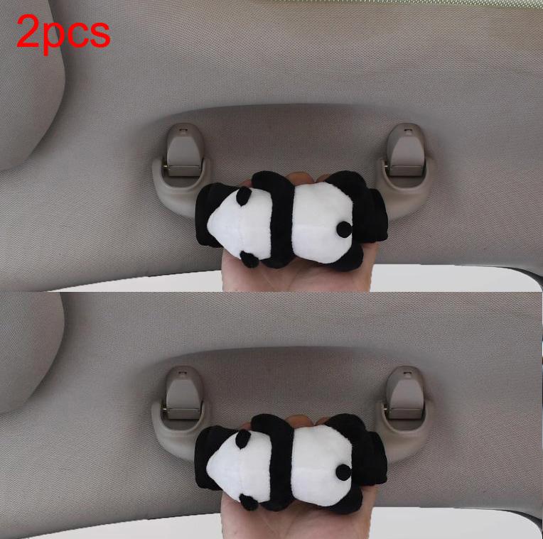Cute Cartoon Panda Doll Car Interior Door Handle Cover Universal Plush Handbrake Case Protector Auto Roof Holder Protection