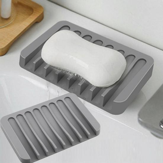 Self Draining Soap Dish Silicone Soap Tray Waterfall Drainer Soap Holder for Bathroom Shower Bath