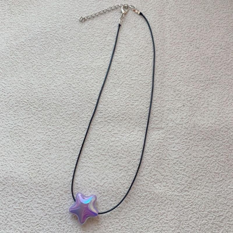 Colorful Resin Love Heart Necklace Stylish Love Heart Necklace Adornment Personalized Heart Pendant Neckchain Charm