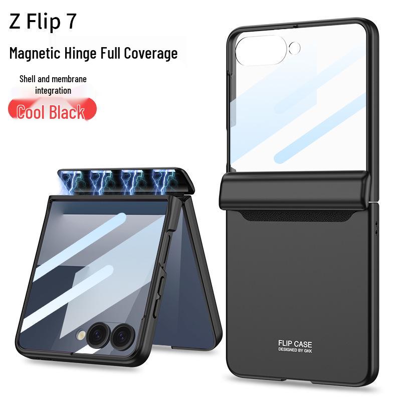 Samsung ZFlip7 Case: Ultra-Thin Foldable Screen Protector with Magnetic Adsorption - Full Coverage, Hard Shell Design.