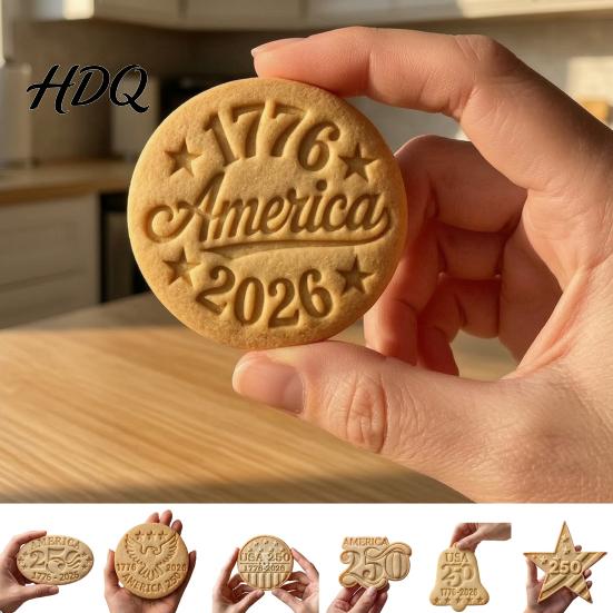 Commemorative Theme Ornament 250th Anniversary Cookies with 3D Deep Embossed Texture Collectible 1776-2026 Decorations Ideal Independence Day Gift