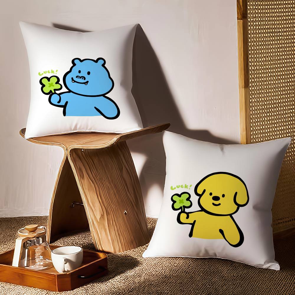 Lucky Four leaf clover Pillow Case Sofa and Living Room Decorative Cushion Covers Dust-proof and Mite-proof Invisible Zipper