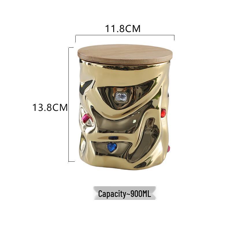 Эмалированная банка для хранения ZISIZ с деревянной крышкой