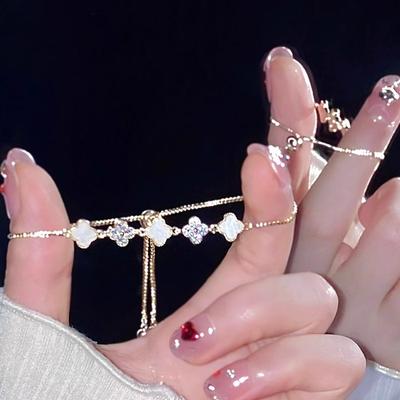 Niche Design Four-Leaf Clover Bracelet Female Hundreds Of High-Level Sense Of Fashion Light Luxury Temperament Net Red Bracelet Hand Jewelry