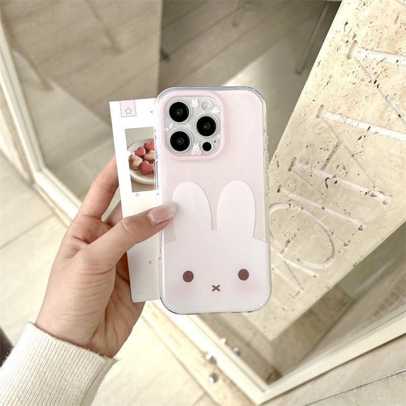 

Cartoon Rabbit Apple Headset Phone Case for iPhone 17/16 Pro Max/15 Pro iPhone 15 Pro Max