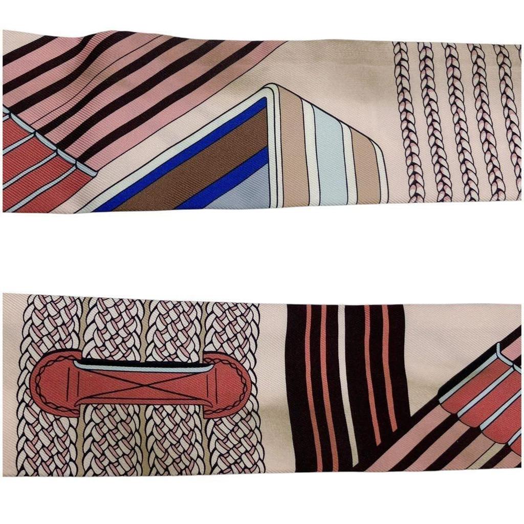 Used Good Item Hermes Zigzag Sungle Twilly Scarf Multicolor