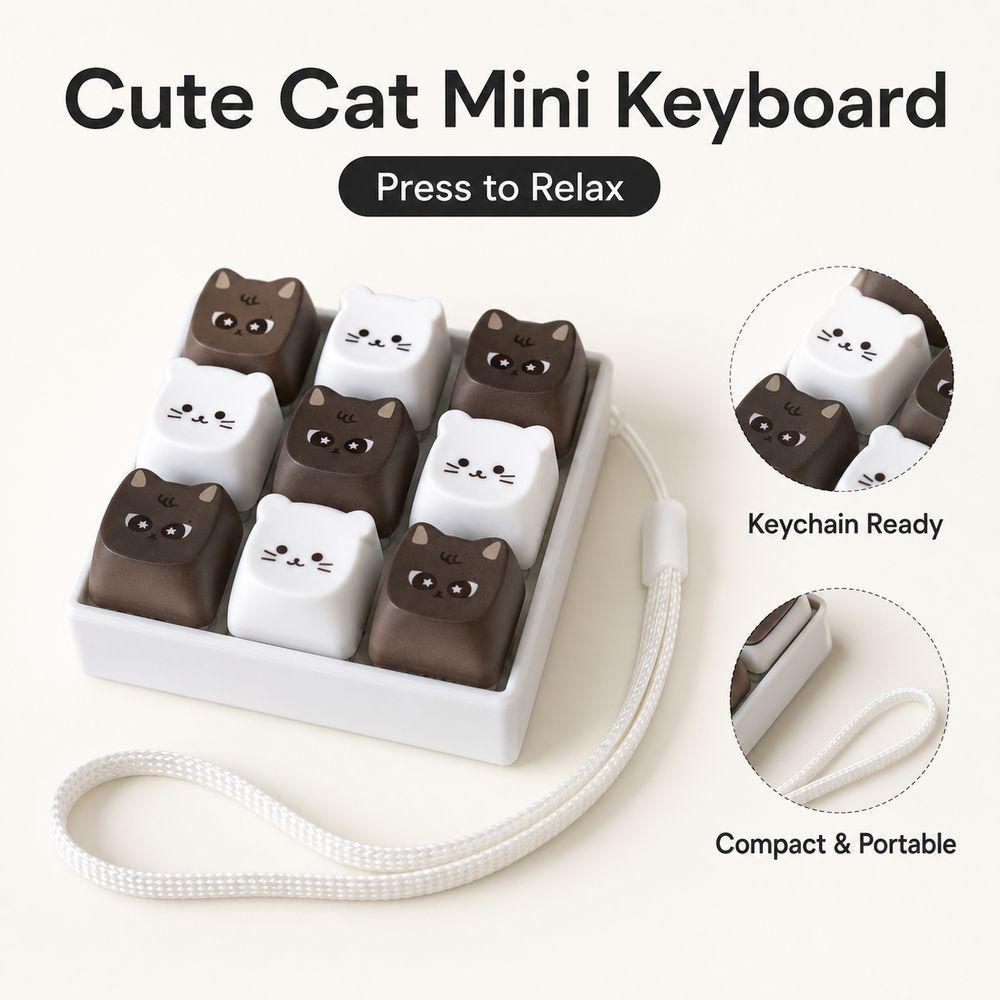 Cartoon Keycaps Keycap Keychain Cat Pattern Pinch Toy Creatve Decompression Toy Students