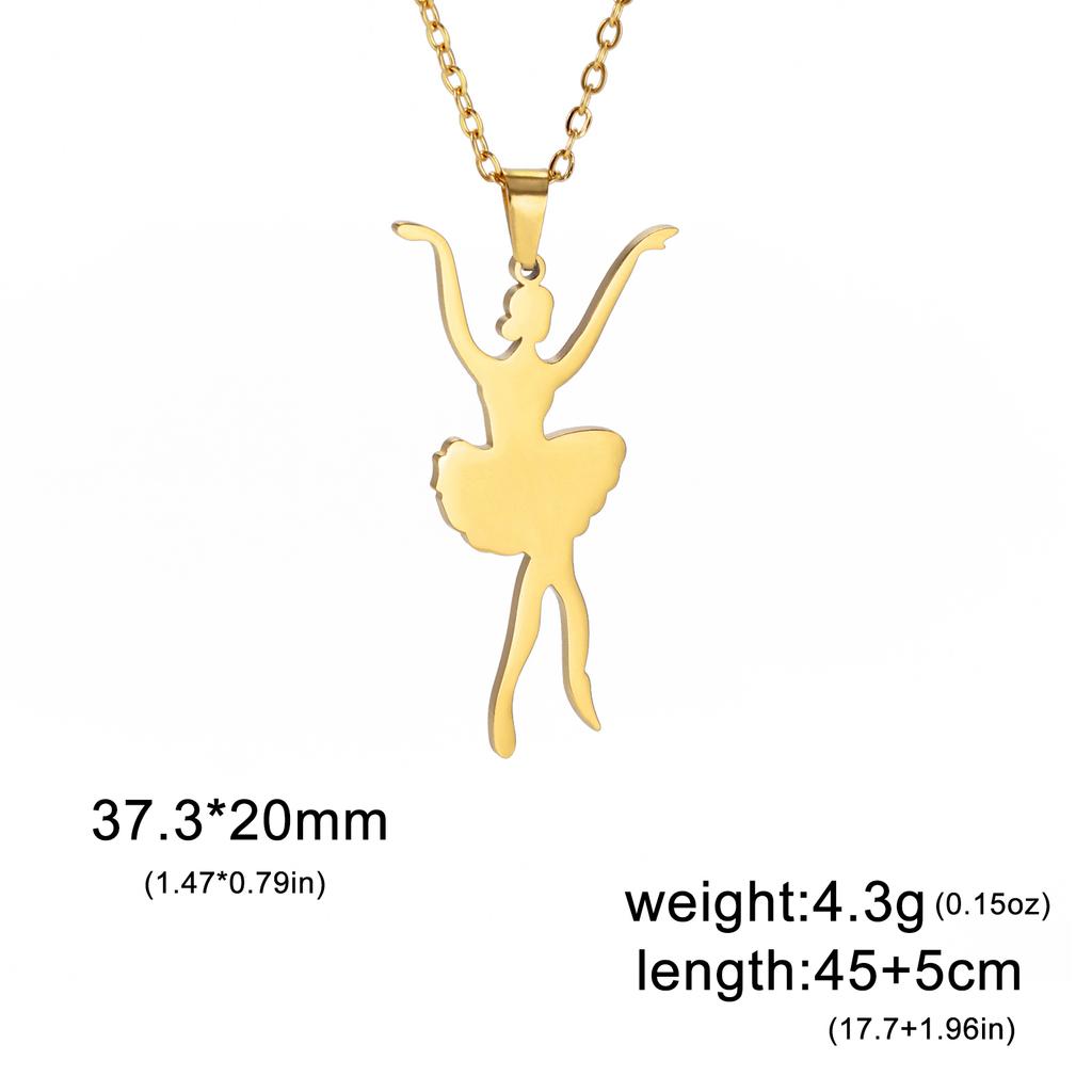Dancing Ballerina Dancer Ballet Pendant Necklace for Women Stainless Steel Neck Chains Aesthetic Jewelry Gift In